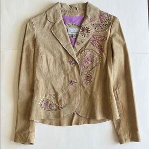 Wilsons Leather Vintage Maxima Suede Leather Embroidered Blazer Jacket Sz Small